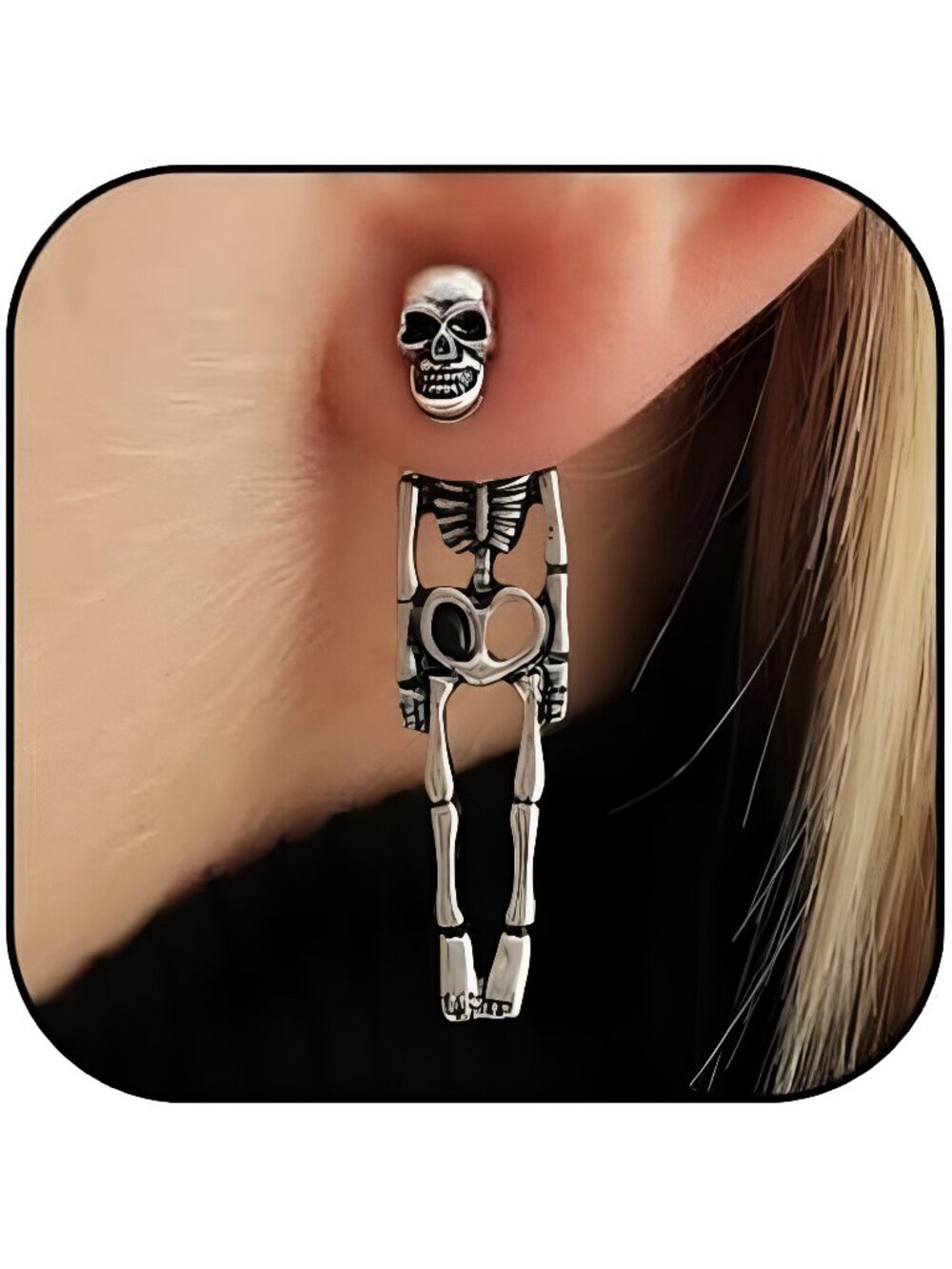 Halloween Earrings Gothic Skeleton Unique Earrings Punk Human Skull Earrings